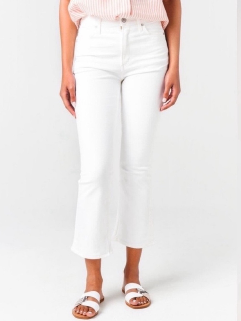 NEW Citizens of Humanity Demy Crop Flare High Rise Denim Jeans White Size 31